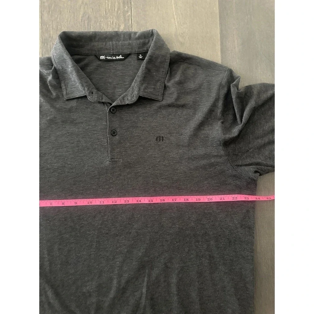 TravisMathew Polo Shirt Mens XL Gray Heather Golf 3-Button Embroidered‎ Logo
